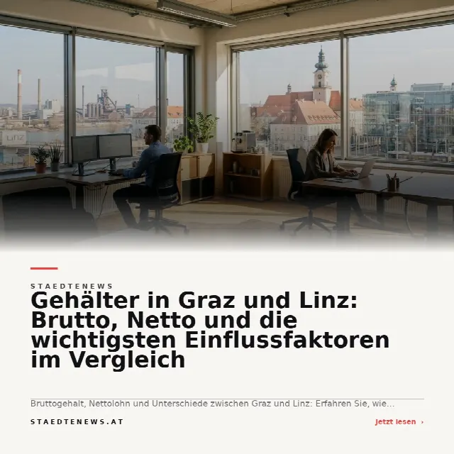 Share-Card fuer Gehälter in Graz und Linz: Brutto, Netto und die wichtigsten Einflussfaktoren im Vergleich